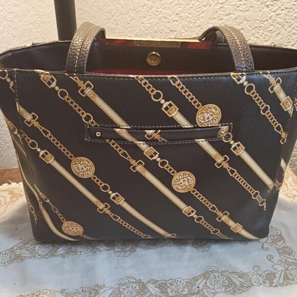 Anne Klein Designer Style Chain Print Briefcase Tote Bag Purse - Picture 1 of 9